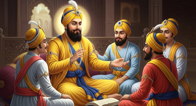 Sikh guru sikhism india religion guru nanak spiritual leader religious art