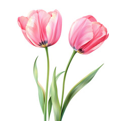 Naklejka premium Pink tulip flowers isolated on white background