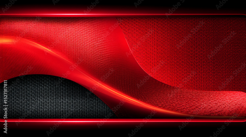 Poster abstract red background with wavy design and black mesh texture for modern designs