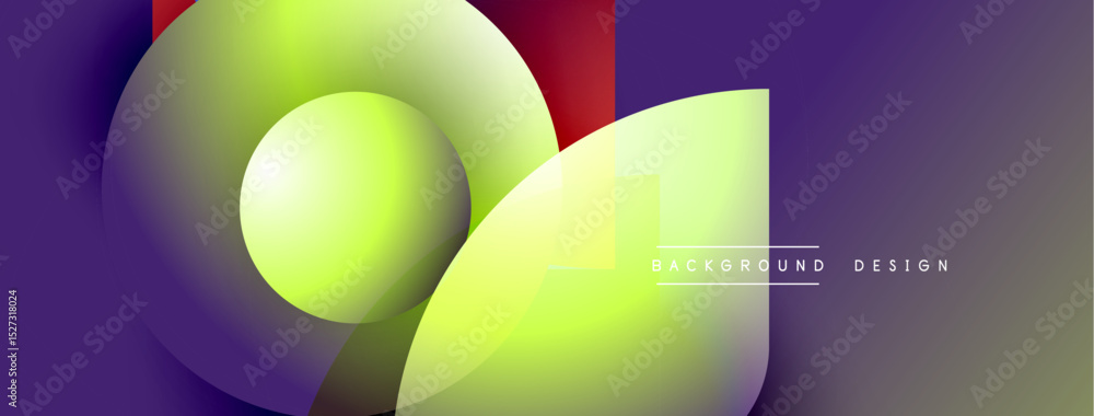 Poster Abstract fluid shapes, vibrant colors blend. Modern design elements create dynamic composition. Purple, green, red hues dominate visual space.