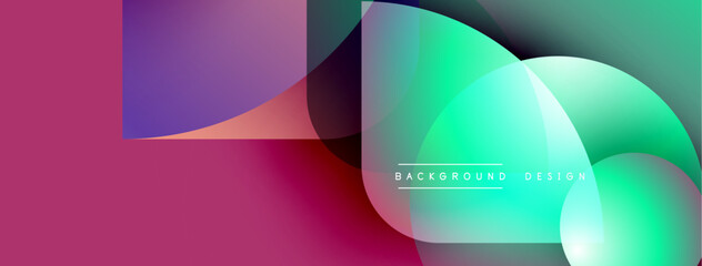 Abstract gradients overlap, creating dynamic visual effect. Vibrant colors blend smoothly, forming modern background design.