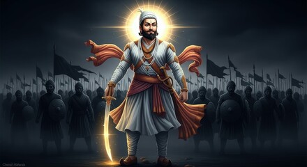 Shivaji maharaj warrior hindu king maratha empire india history chhatrapati art