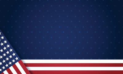 Fototapeta premium Abstract Patriotic Border United States style celebration with Stars and Stripes seamless Blue Background