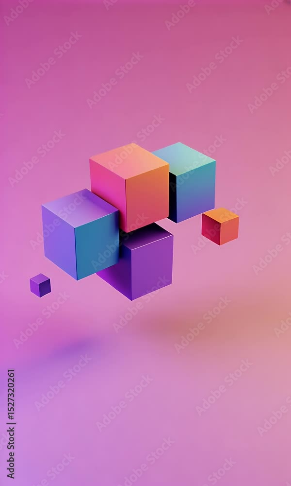 Poster abstract 3d cube background with colorful geometric design render