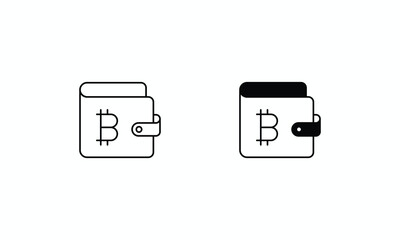 Bitcoin Wallet icons set Line and Glyph black vector icon stock illustration