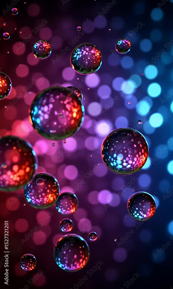 Poster abstract background with bokeh effect and bubbles art design