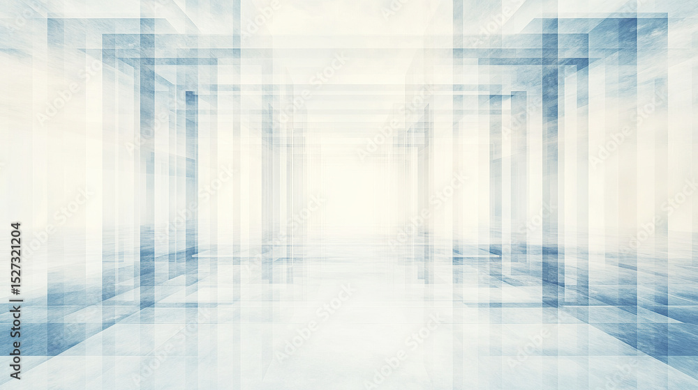 Poster abstract architectural design with mirrored surfaces creating sense of depth and symmetry