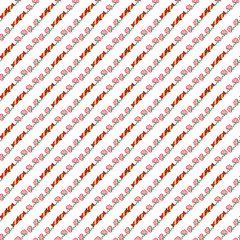 Fototapeta premium Seamless Pattern with Festive Red and Green Floral Diagonal Stripes