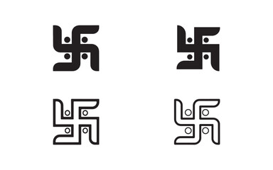 Hindu religion symbol, the Swastika, or good luck icon, or logo, in Vector Art Illustration 
