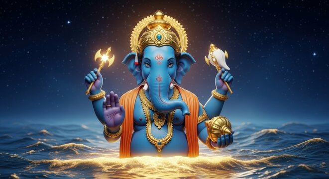 Ganesha hindu god elephant deity indian culture religion spirituality art ai