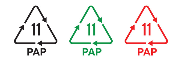 Recycling code icon set. Plastics, batteries, paper, metals, organic Biomatters, glass and composite vector symbols. set of recycling codes of plastics, plastic, recycle, symbol, paper, glass in eps10