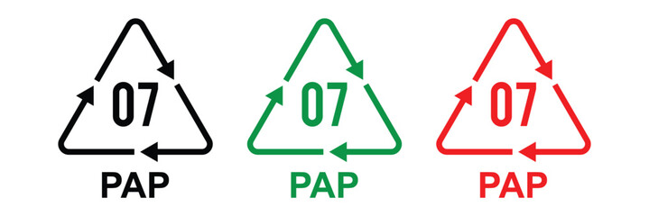 Recycling code icon set. Plastics, batteries, paper, metals, organic Biomatters, glass and composite vector symbols. set of recycling codes of plastics, plastic, recycle, symbol, paper, glass in eps10