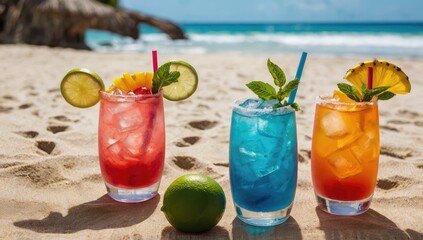 Refreshing Summer Cocktails on a Sunny Beach – Tropical Vacation Vibes