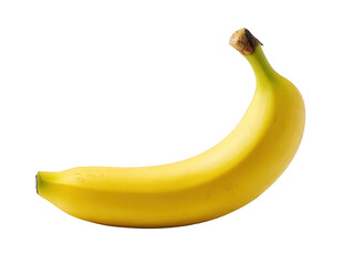 A single yellow ripe banana isolated on transparent background