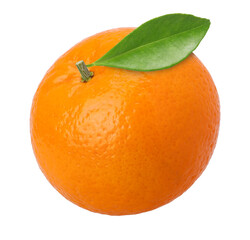 Orange fruit with leaves isolated, transparent PNG, PNG format, cut out