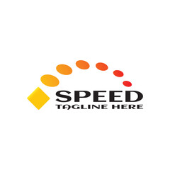 Speedometer logo. Speed meter car control icon logotype. Computer graphic transportation design symbol vector illustration
