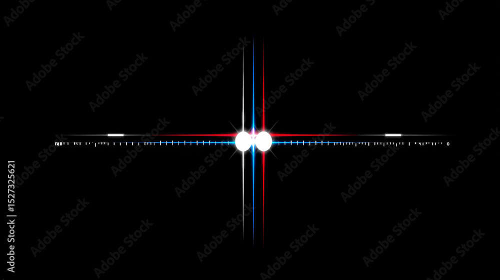 Poster abstract digital cross with light beams and illuminated dots on black background