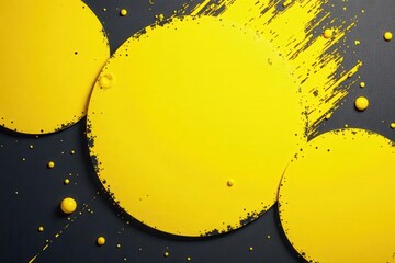 Bold yellow circles, textured brush strokes Dirty, grunge banner backdrop , bold, paintbrush, stroke