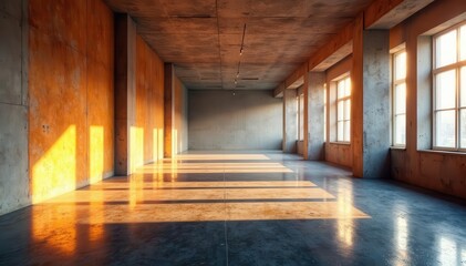 Bright light shafts slice through polished concrete , light, design, glossy