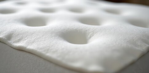 Close-up of plush memory foam, gentle curves, breathable fabric , breathable, material, macro