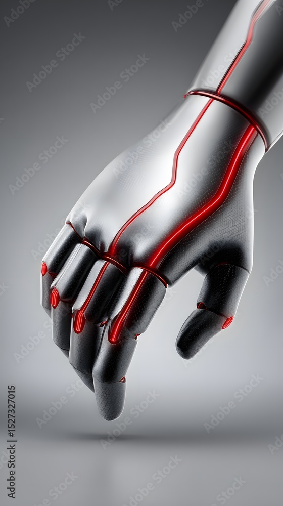 Poster a biomechanical entity with pulsating neon veins, shifting metallic textures, infused with cyberneti
