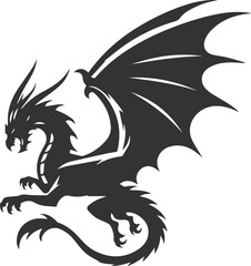 Drawing silhouette of a flying dragon vector