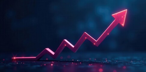 Falling stock prices, downward arrow, dark blue backdrop, analytics, economy, market