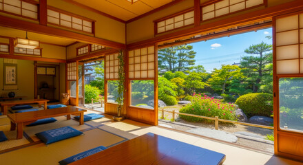 和室からの日本庭園	