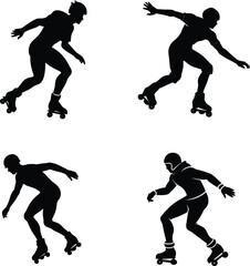 Urban roller blader silhouette set