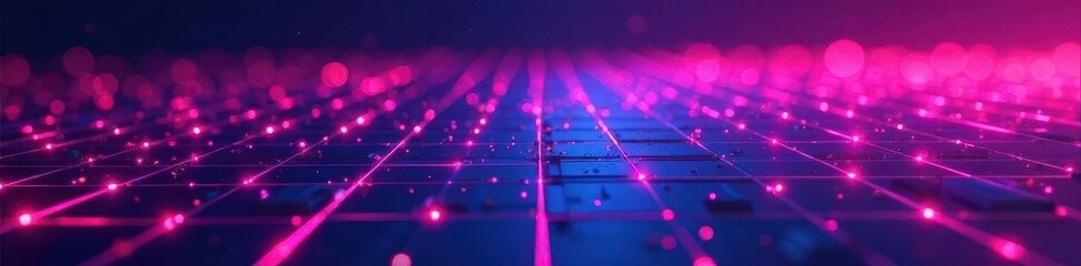 Geometric pink blue light grid, abstract digital gaming backdrop, virtual, grid, screen