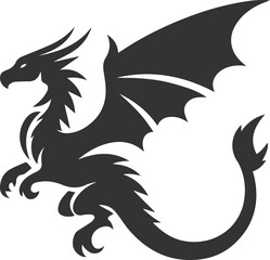 Drawing silhouette of a flying dragon vector