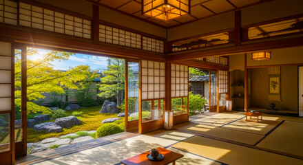 和室からの日本庭園	