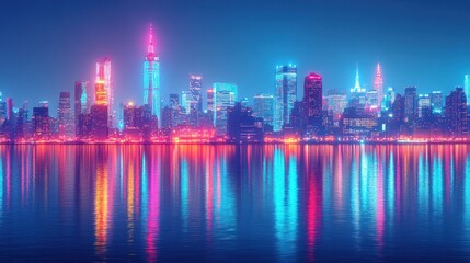 Fototapeta premium Vibrant neon cityscape at night