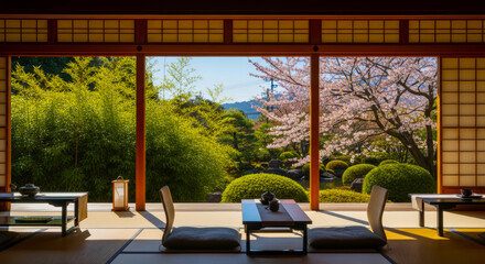 和室からの日本庭園	