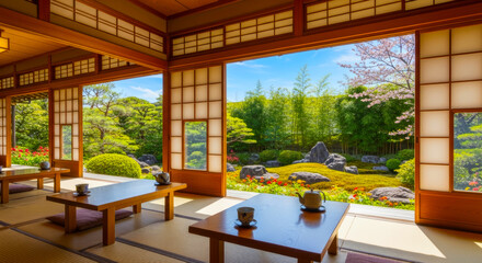 和室からの日本庭園	