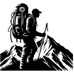 silhouette of a man with backpack