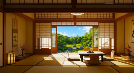 和室からの日本庭園	
