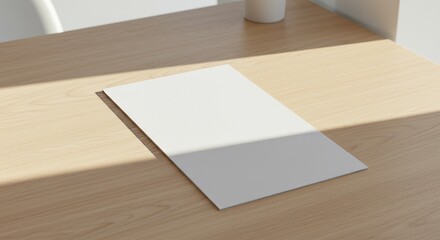Fototapeta premium Minimalist Restaurant Menu on Wooden Table Mockup