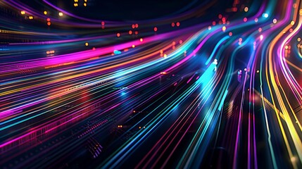 Abstract Multicolored Light Streaks on Dark Background