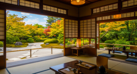 和室からの日本庭園	