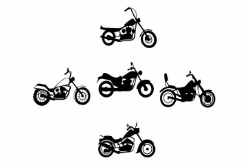 Obraz premium Five Classic Chopper Motorcycle Silhouettes Black and White