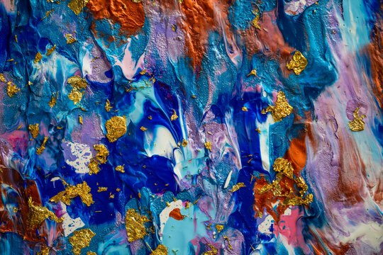 a handmade abstract painting full of movement, texture, and vibrant paint carefully applied to canvas