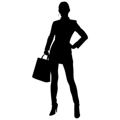 Set of fashionable womens full black silhouette vector illustration design