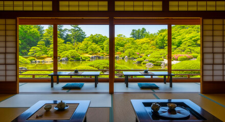 和室からの日本庭園	
