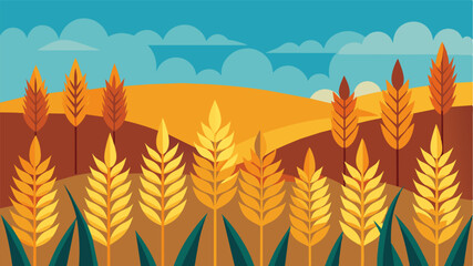 A sp field of wheat grasping for life an alle for the struggle to provide locallygrown grains for the community.. Vector illustration