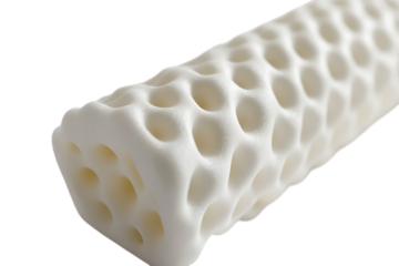 Porous white cylinder, isolated on transparent background