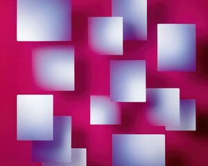 Abstract squares on a fuchsia background