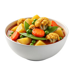 Delicious vegetable stew recipe bowl healthy food stewed vegetables potato cauliflower peas carrots dish 100 on transparent background