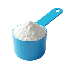 Whey protein powder scoop blue plastic supplement nutrition fitness health diet bodybuilding creatine mass gainer on transparent background