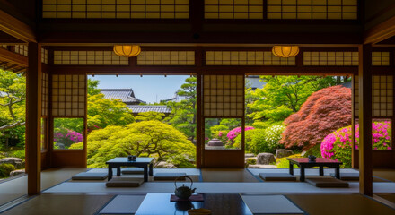 和室からの日本庭園	